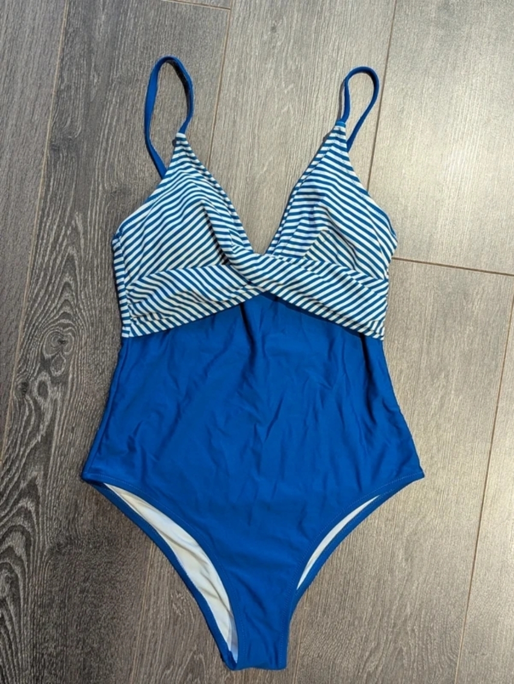 Blue Striped One-Piece Swimsuit